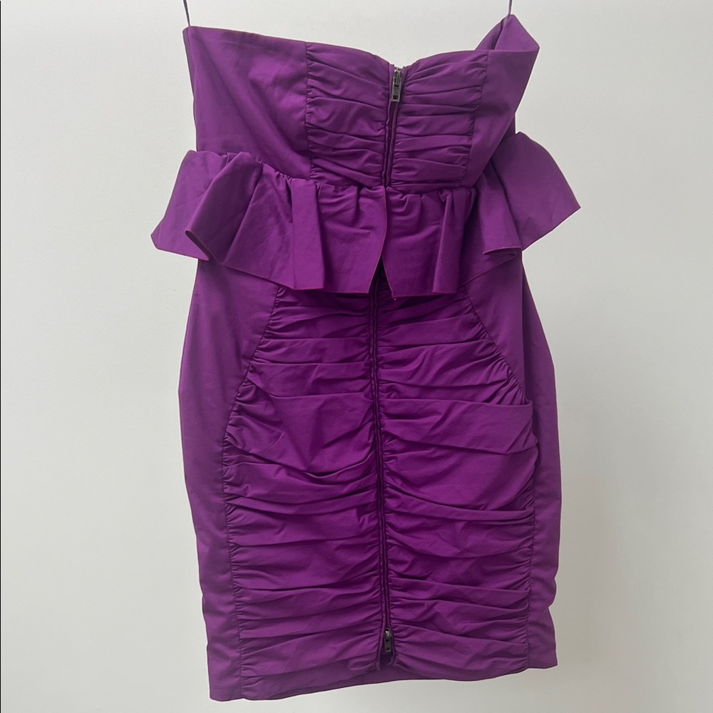 Miu Miu Vibrant Purple Strapless Zip Dress